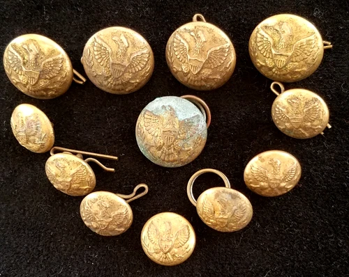 Antique Lot of 12 US Army Chicken Head Horstmann & Scovill Buttons Civl War ?