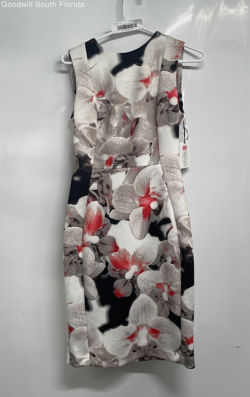 Calvin Klein Womens Multicolor Floral Sleeveless Back Zip Sheath Dress 4 W/Tag