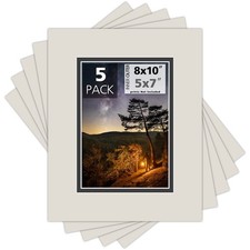 Mat Board Center, Pack of 5, 8x10 for 5x7 Photo Picture Double Mats - Acid Free