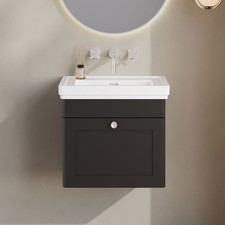 Nuie Classique Wall Hung 1-Drawer Vanity Unit with Basin 500mm Wide Satin Anthra
