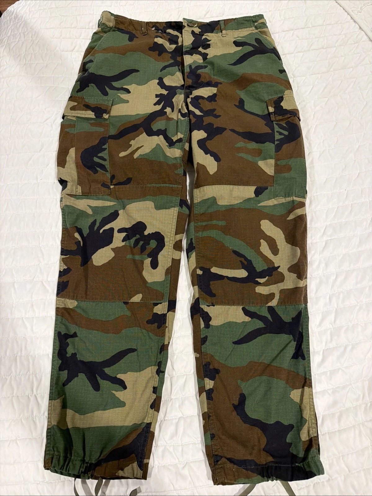 Military Pants Men’s Medium Regular Green Woodland Hot Weather Combat Camo Cargo