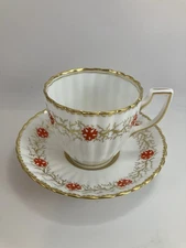 Royal Chelsea Cup & Saucer - Red Snowflake & Gold Pattern - Bone China England