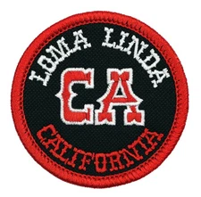 Loma Linda California Embroidered Patch Black/Red Iron-On Sew-On Backpack Hat