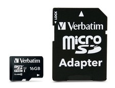 Verbatim microSDHC 16 GB Class 10, Speicherkarte schwarz, inkl. Adapter auf SDHC