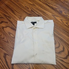 Pronto Uomo Mens Cotton Non-Iron Cream Dress Shirt Size 17.5 34/35