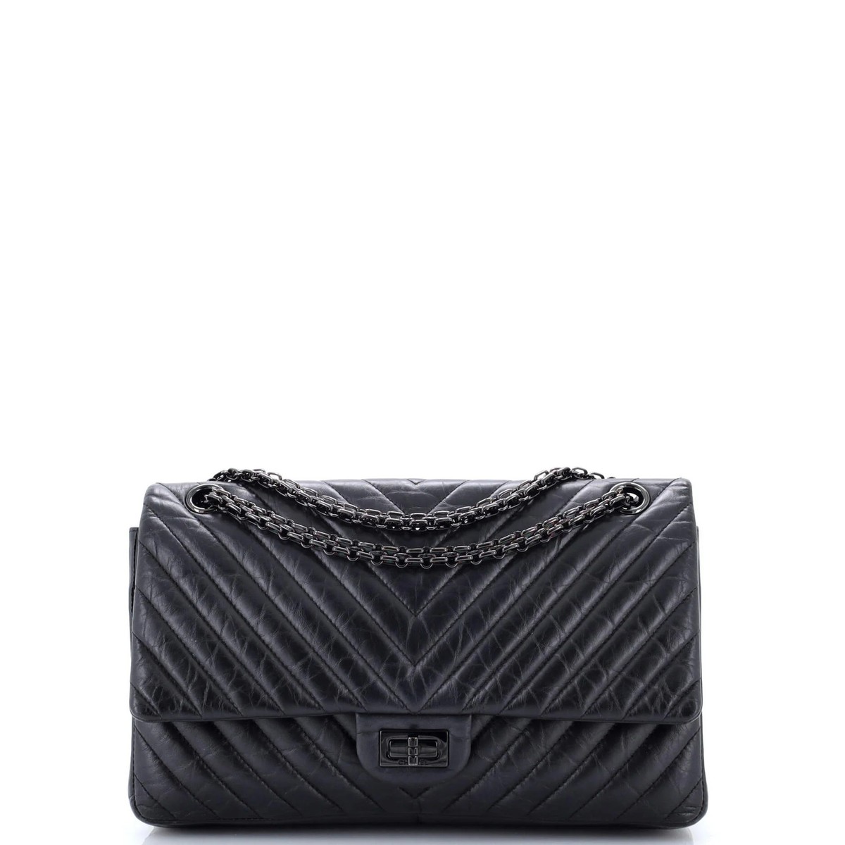 Chanel So Black Reissue 2.55 Flap Bag Chevron Aged Calfskin 226 | eBay