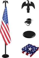 Indoor Flag Pole Kit - Telescoping 6FT-8FT Flag Pole with Base, 3x5 FT Embroider