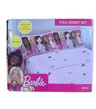 Barbie Full Sheet Set Kids Pink Microfiber Super Soft Bedding Characters Girls
