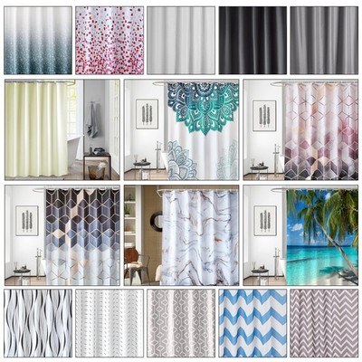 Wasserdichter Polyester Badezimmer Dusche Duschvorhang Bedruckter Stoff mit 12 Haken