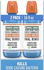    TheraBreath Fresh Breath Mouthwash   Icy Mint Flavor 16 Fl Oz x 2     Alcoho