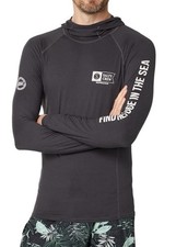 SALTY CREW MEN'S THRILL SEEKERS HOODED SURF SHIRT LONG SLEEVE BLACK SIZE MEDIUM