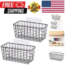 2-Pack Adhesive Wall Baskets for Space-Saving Cabinet Storage Solutions