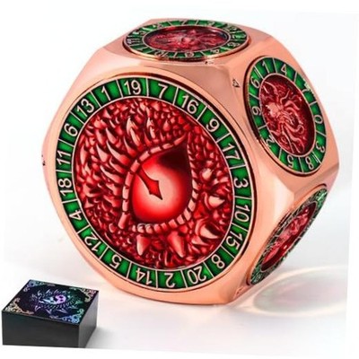 8-in-1 DND Dice Set   Metal Spinner Dice with Dual D20, 3D Monster Copper Red