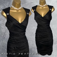 SCARLETT NITE Black Draped Ruched Occasion Evening Cocktail Dress Size 10/12 UK