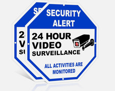  2 Security Alert 24 Hour Video Surveillance Signs, Security Sign Aluminum Sign