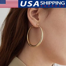 Fashion Metal Big Circle Hoop Earrings for Women C-Shaped Earrings Jewelry Gift