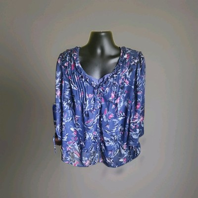 Elle Women's Floral Blouse Size XXL Silk Tank Top and Shirt