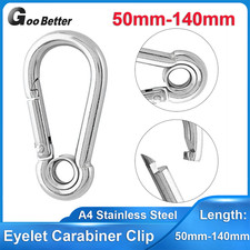 316 Stainless Steel Eyelet Carabiner Clip Snap Hook Spring Eye Carbine Karabiner