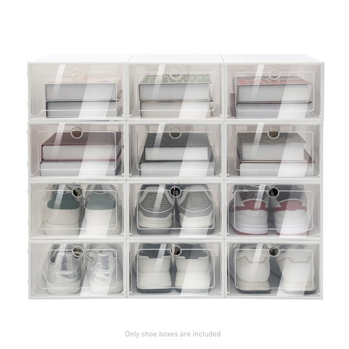 20-Pack Plastic Stackable Shoe Box Set Clear Foldable Shoe Storage Container - Picture 18 of 24