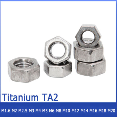 Titanium TA2 Hexagon Full Nuts M1.6 M2 M3 M4 M5 M6 M8 M10 M12 M14 M16 M18 M20