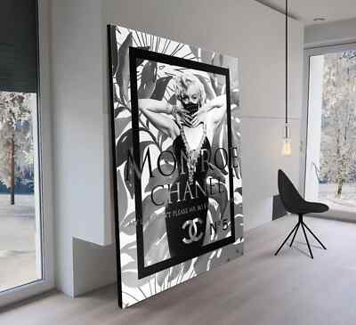 LEINWAND BILD 100x75x5 Marilyn Monro BLÄTTER WANDBILD MODERN LOFT SCHWARZ WEISS