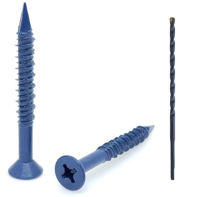 100 Qty 1/4'' x 2-1/4'' Flat Head Phillips Diamond Tip Concrete x 