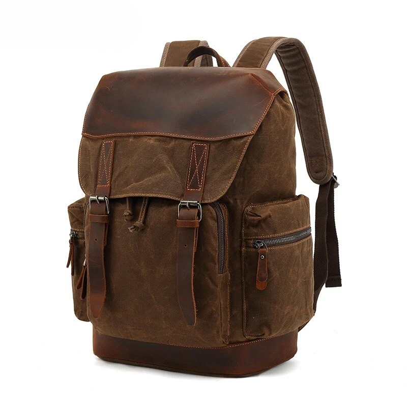 Men's Large Capacity Canvas Travel Backpack Outdoor Leisure Bag Student Backpack