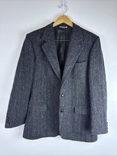 Vtg John Alexander Harris Tweed 100 Scottish Wool Herringbone Sport Jacket