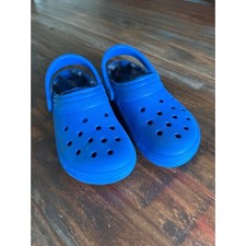 Crocs Clogs Fuzz Lined Blue Comfort Slip On Shoes