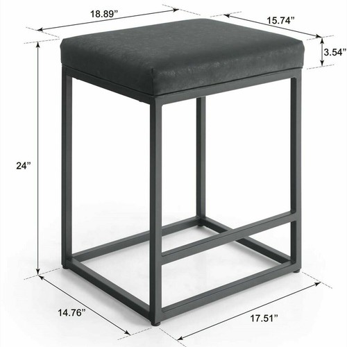 24" Barhocker Küche PU Leder Sitz Theke Hocker Esszimmer Bar Stühle - Bild 6 von 34