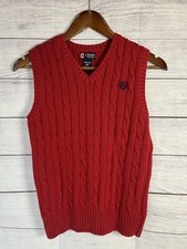 Chaps Cable Knit Sweater Vest RED Boys Medium 10/12 EUC