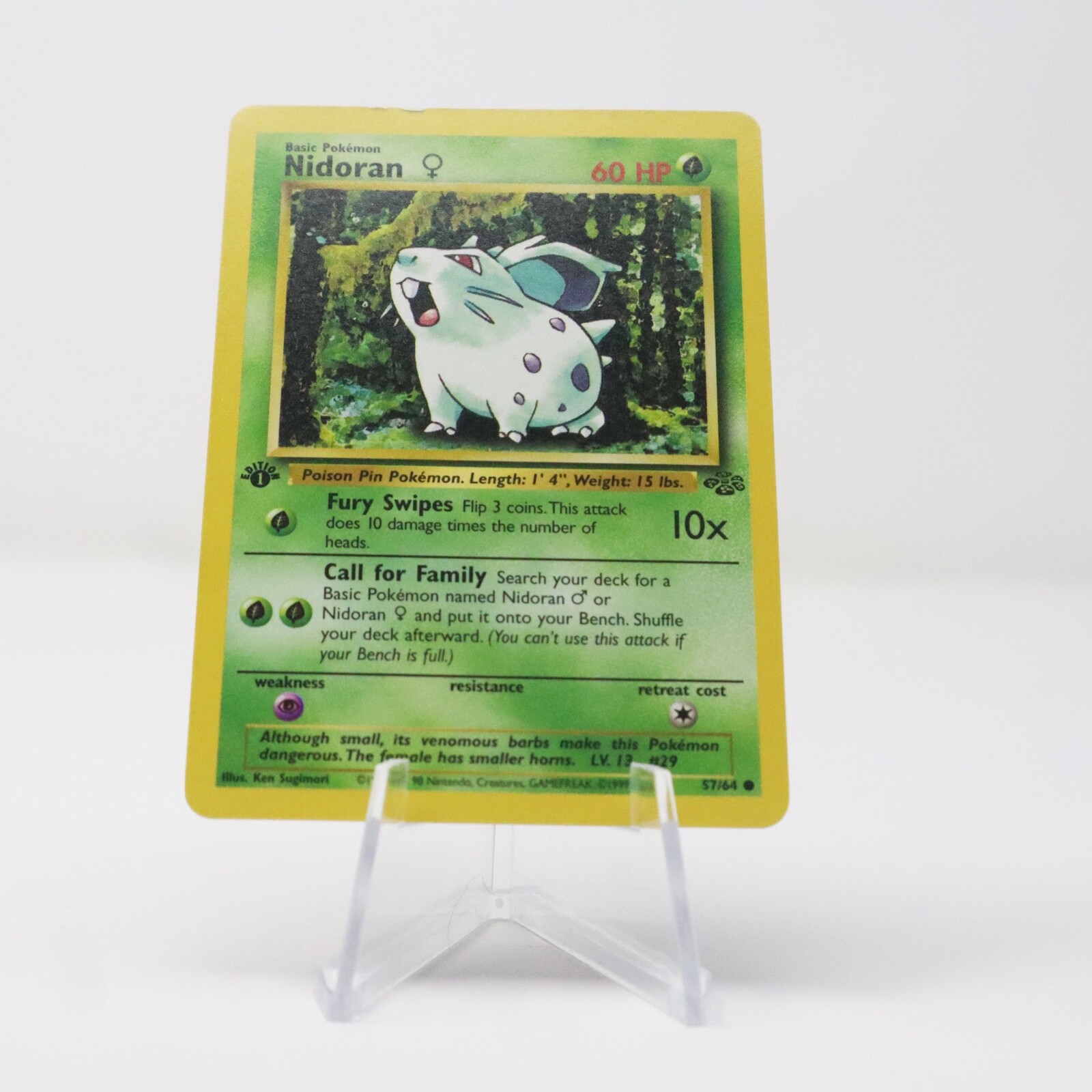 NM - 1st edition Jungle Nidoran F 57/64 WOTC Vintage Pokemon TCG