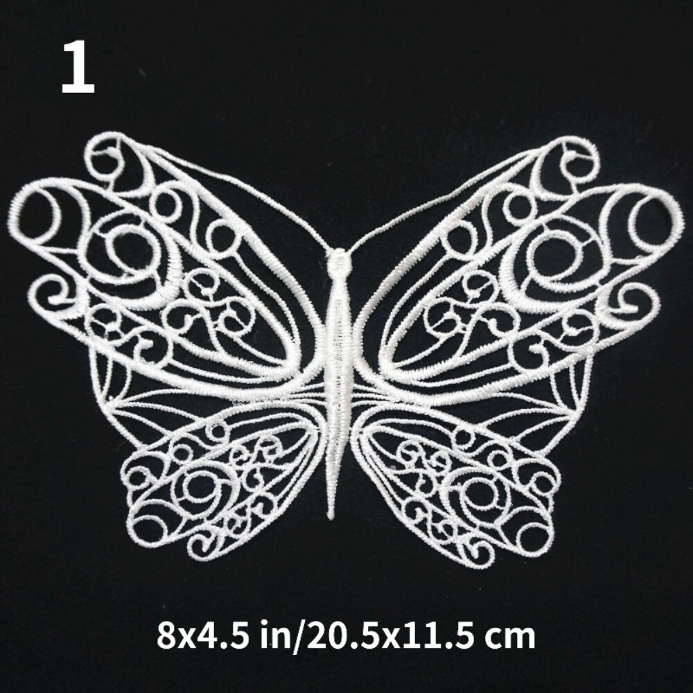 5x Embroidered Butterfly Lace Applique Patch for Curtain Sofa Trims Hollow Decor