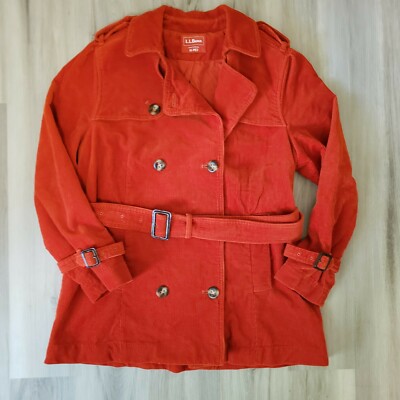 LL Bean ~ Petite M~ Rust-Red Cotton Blend Corduroy Button-up Jacket ~ MINT!