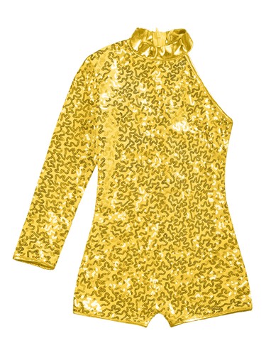 Mädchen Glitzer Pailletten Stehkragen Ballett Tanz Turnanzug Gymnastik Unitard Biketard - Bild 25 von 53