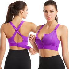 Reggiseno sportivo imbottito wireless donna anteriore cerniera cross reggiseno yoga gilet supporto top