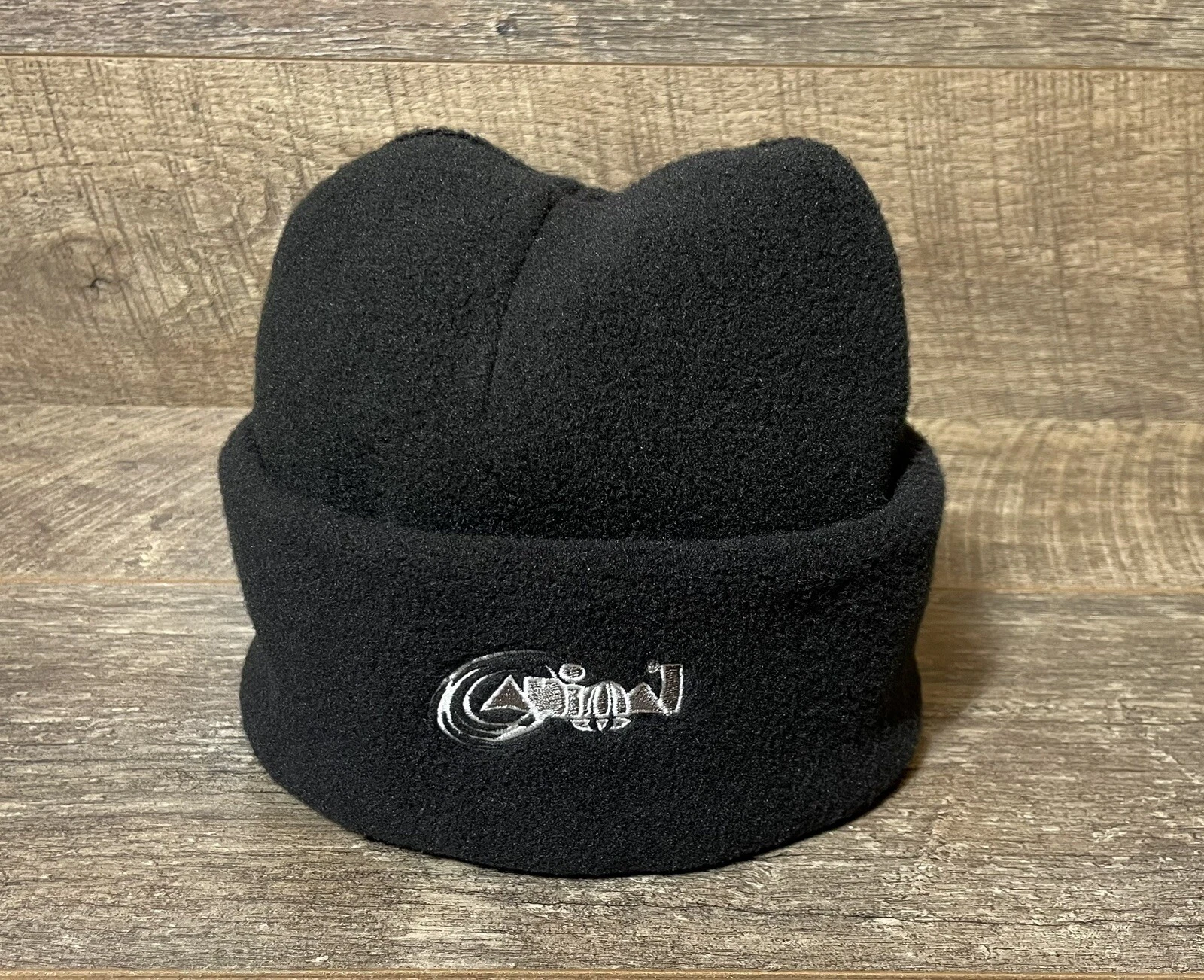 Vintage Animal Polartec Black Beanie Hat Skull Cap VGC One Size