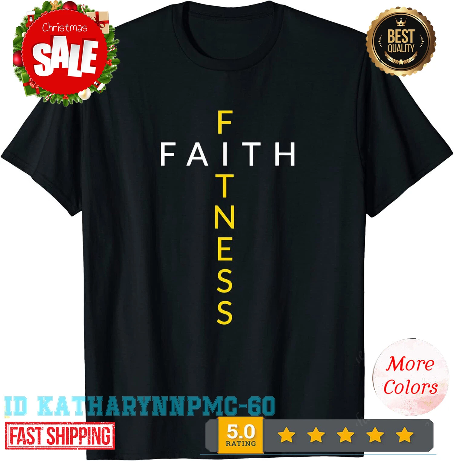 2025 New Limited Edition Faith Fitness Cross Christian Workout Gym T-Shirt
