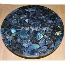 Round Labradorite Stone Coffee and Dining Table Top Interior Decor Occasion