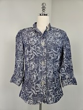 Coldwater Creek Blazer 4 Linen Blend Blue Patch Pockets Lined