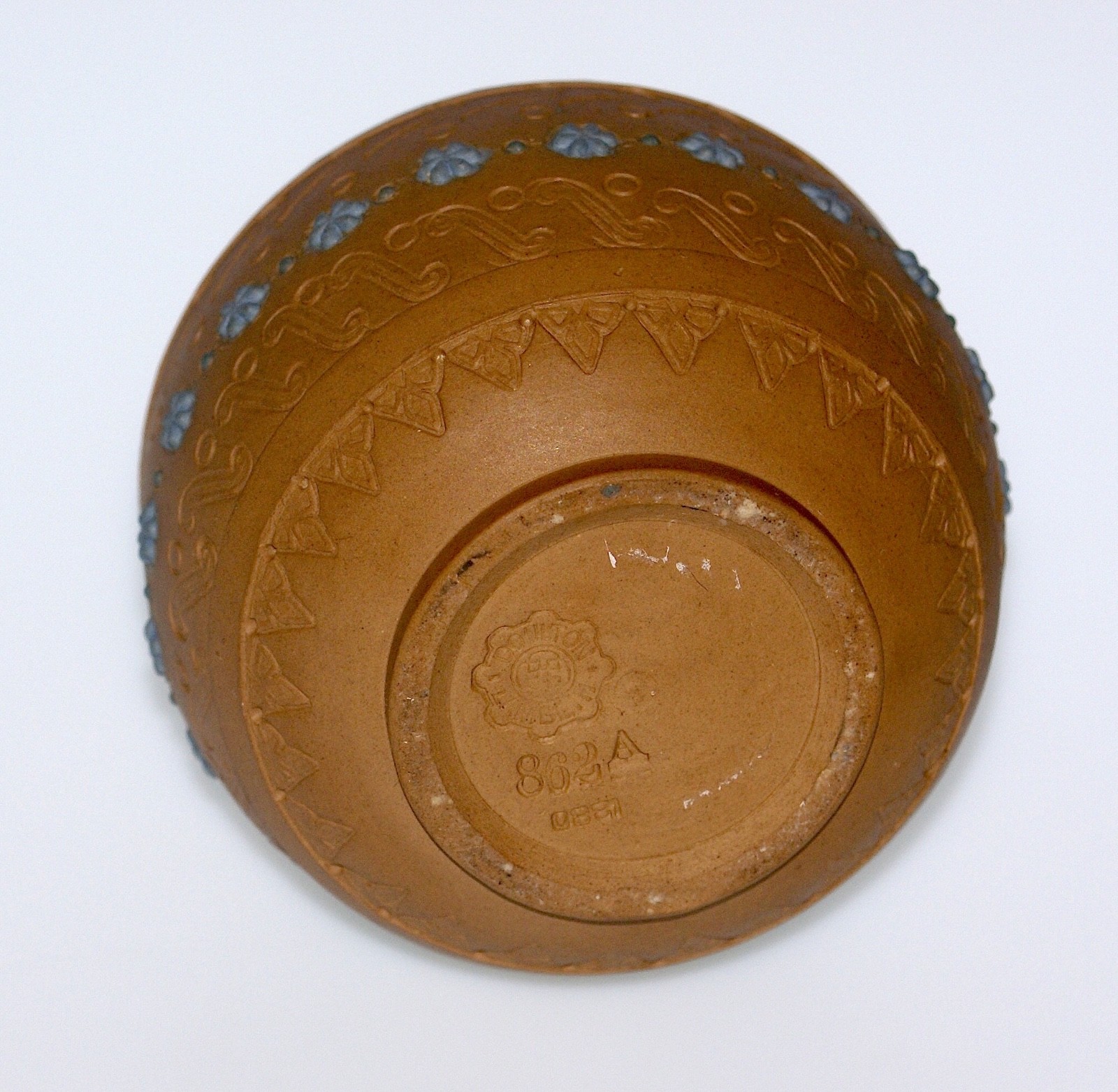 RARE ANTIQUE DOULTON LAMBETH STONEWARE POT & LID c1880 ARTIST MARKS AT