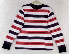 HUF White Stripe Endler T-Shirt Mens Large Long Sleeve Crew Neck Pullover Knit