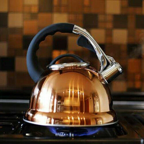3.5 LITRE COPPER STAINLESS STEEL WHISTLING KETTLE GAS ELECTRIC & INDUCTION HOBS