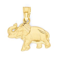 10k Solid Gold Elephant Pendant - Good Luck Symbol Animal Jewelry Gifts