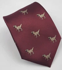 Barry Wang Silk Tie Red Gold Geometric Dinosaurs Men Necktie Italy 60 x 3.25