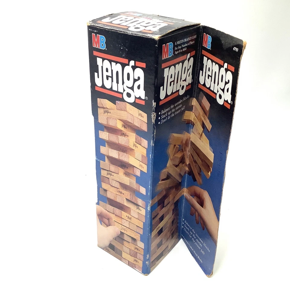 Jenga 1986 Milton Bradley Wood Block Balance Game Complete The Original  Vintage - Image 4 of 4