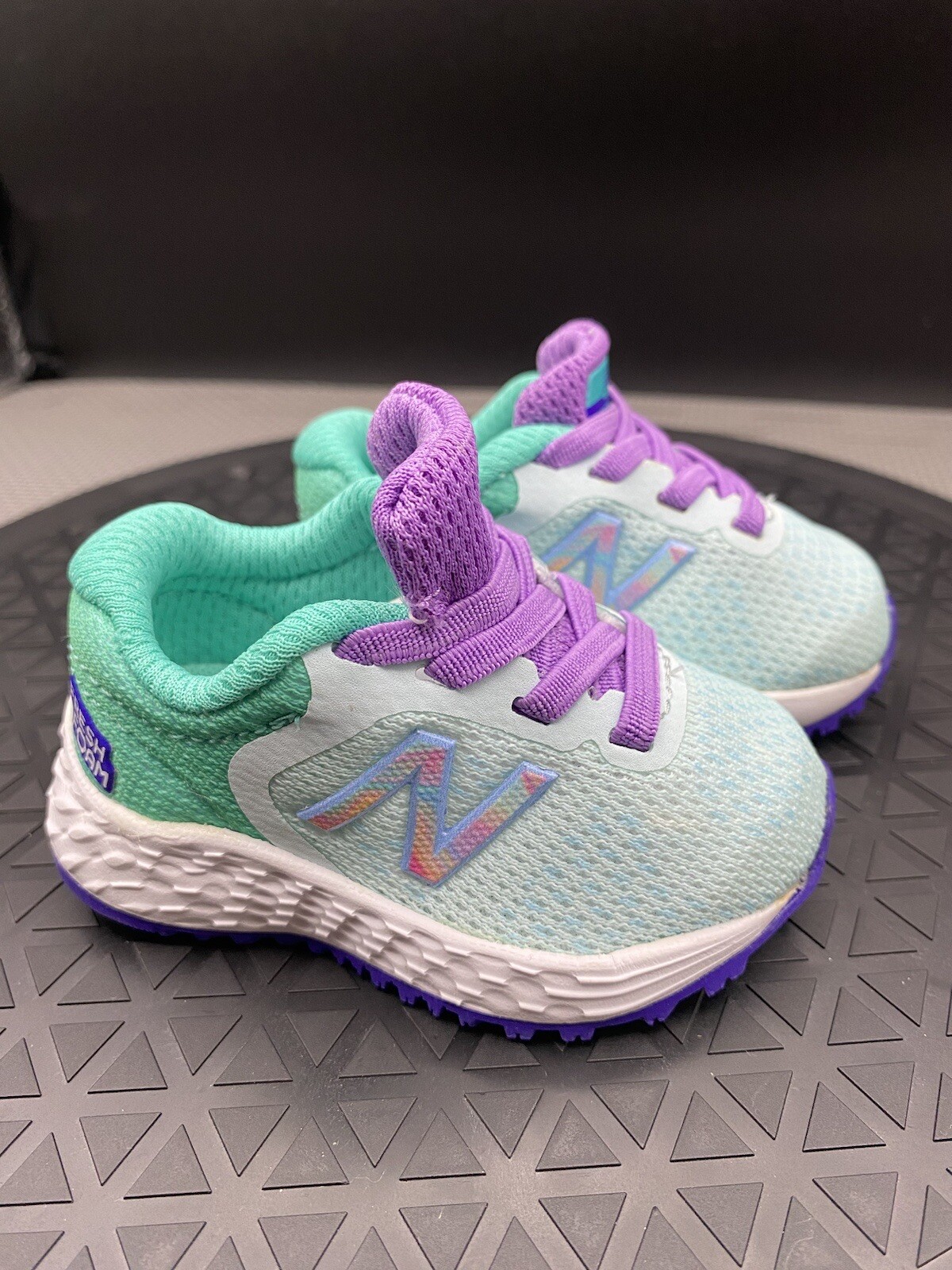 New Balance Kids  Toddler Shoes Size 2  Purple Green Sneakers-image