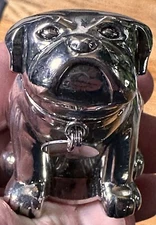 Pottery Barn Bulldog Wine Stopper, Dog Tag Stainless Steel Silver & Black Rubber