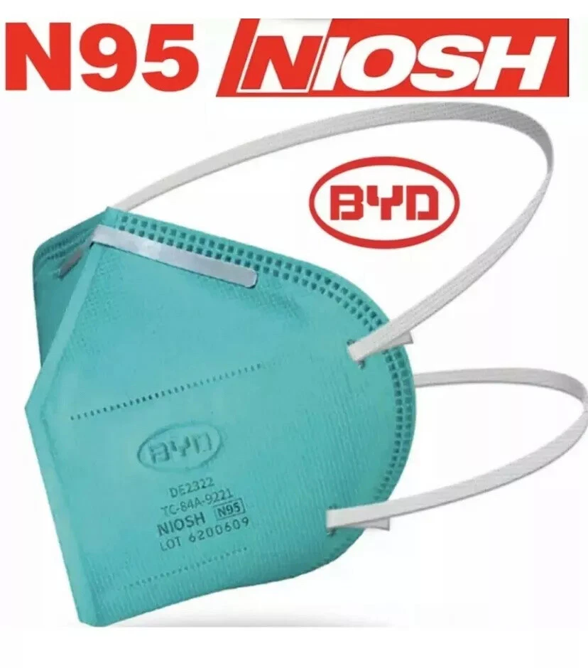 BYD N95 Respirator Niosh Disposable Face Mask _ Pack Of 50 Masks- Green.