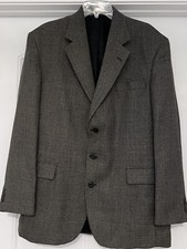 Haggar City Casuals Tweed Wool 3 Button Sport Coat 42 Black Brown Check